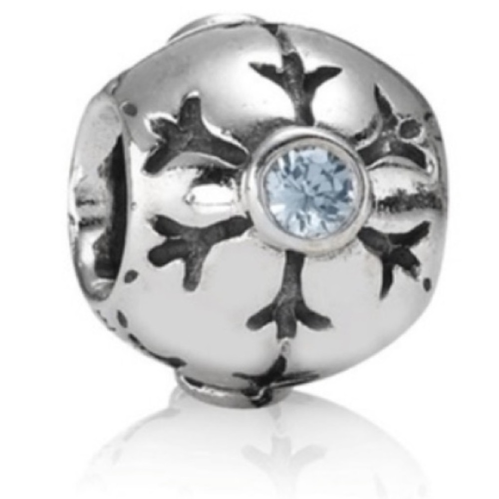 Pandora Retired Snowflake Charm Sparkling Cz Ston… - image 1